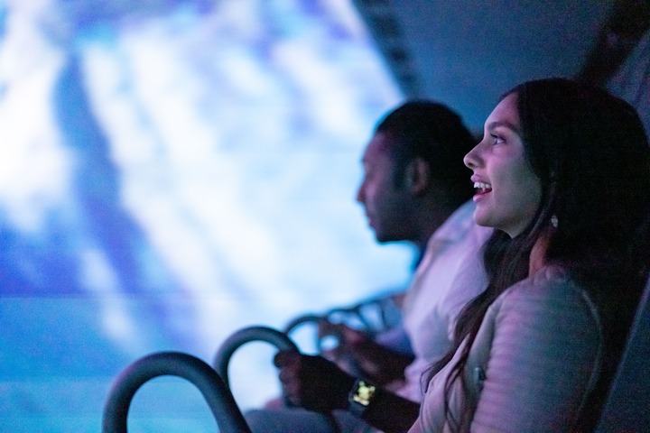 Children ride the FlyOver Iceland flight ride